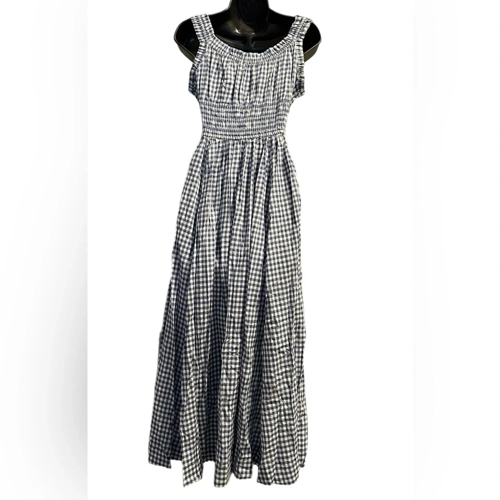 Blue and White Gingham Maxi Dress - Picture 6 of 8